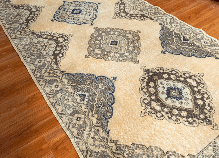 Vintage Turkish Hand- Knotted Wool Runner Rug