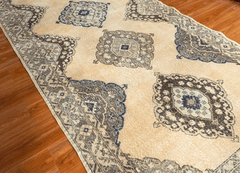 Vintage Turkish Hand- Knotted Wool Runner Rug