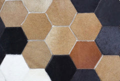 Tricolor Diamond Cowhide Patchwork Rug