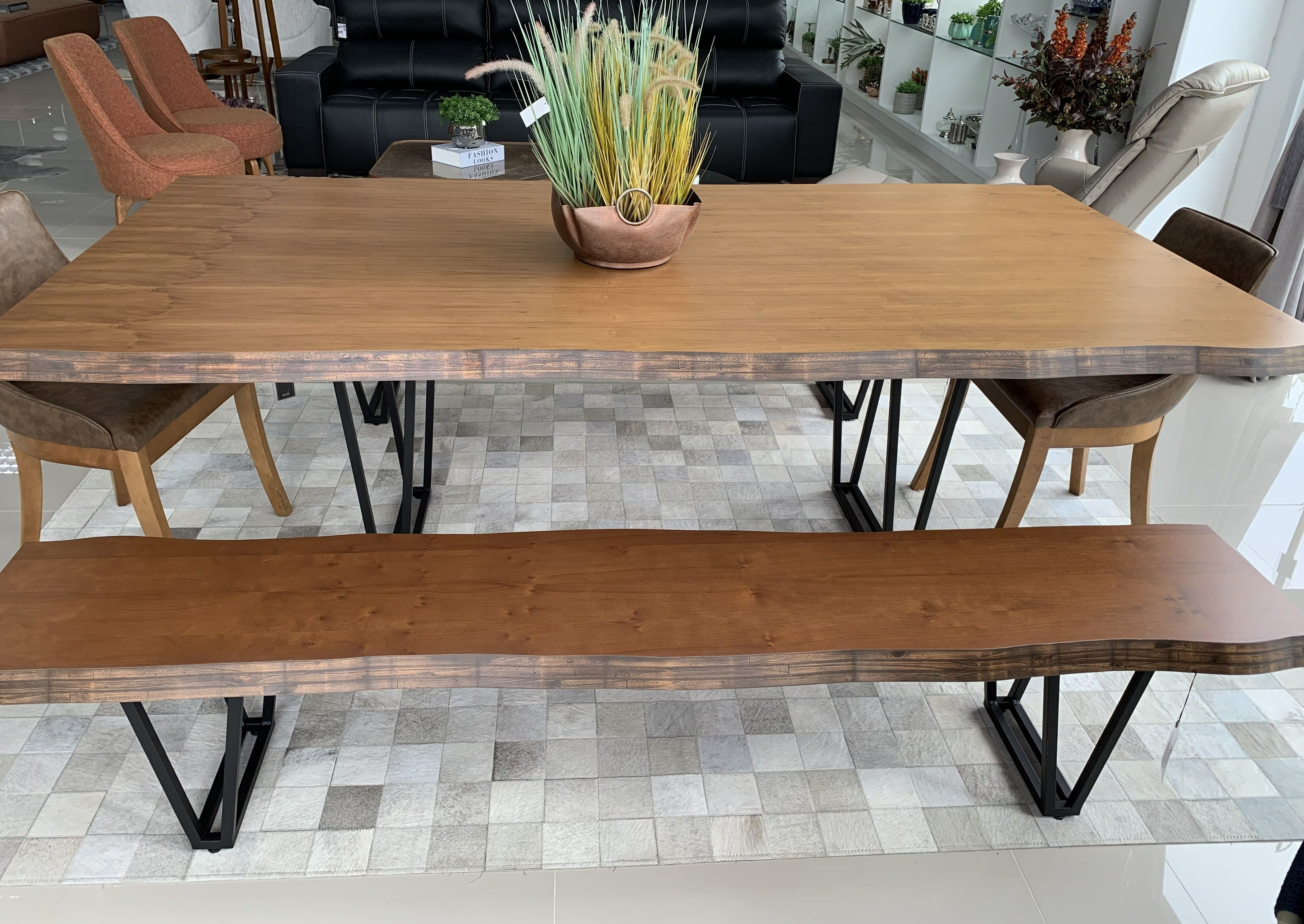 Light Grey Block Cowhide Patchwork Rug