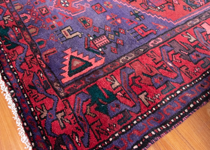 Vintage Zanjan Hand-Knotted Persian Wool Runner Rug