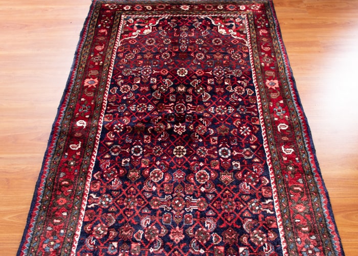 Vintage Hamadan Hand-Knotted Persian Wool Runner Rug