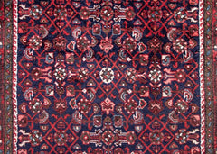 Vintage Hamadan Hand-Knotted Persian Wool Runner Rug