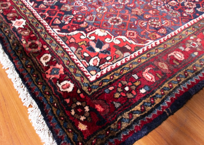 Vintage Hamadan Hand-Knotted Persian Wool Runner Rug