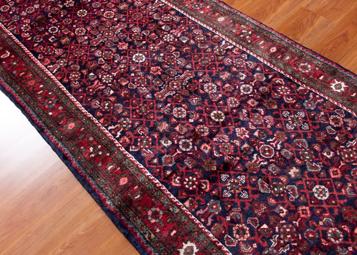 Vintage Hamadan Hand-Knotted Persian Wool Runner Rug