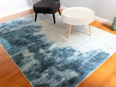 Blue And Grey Abstract Style Area Rug