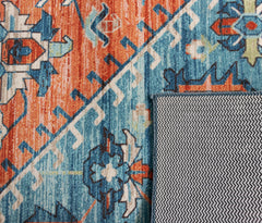 Orange And Blue Vintage Area Rug