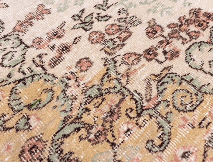 Vintage Hand-Knotted Distressed Turkish Rug