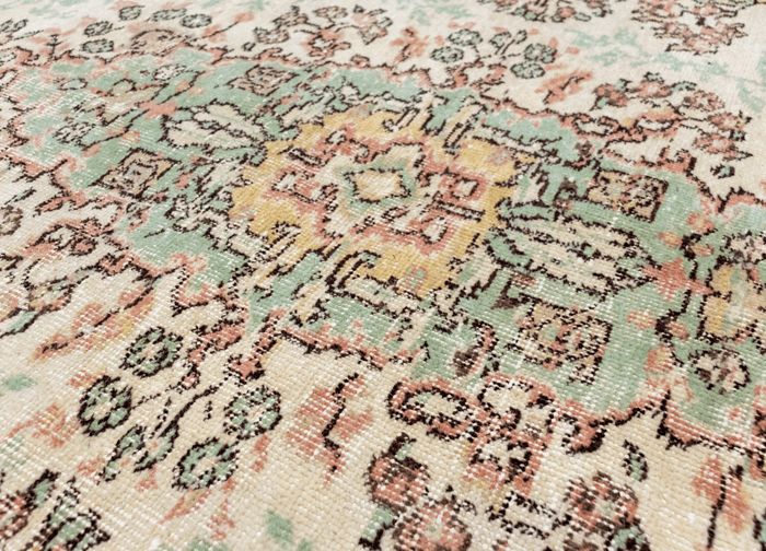 Vintage Hand-Knotted Distressed Turkish Rug