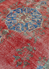 Vintage Hand-Knotted Distressed Turkish Rug