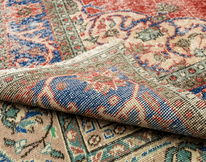 Vintage Hand-Knotted Distressed Turkish Rug