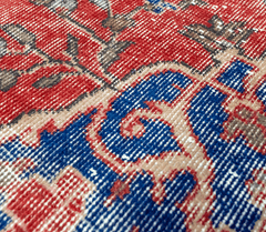 Vintage Hand-Knotted Distressed Turkish Rug