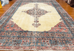 Vintage Hand-Knotted Distressed Turkish  Rug