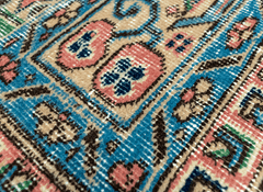 Vintage Hand-Knotted Distressed Turkish  Rug