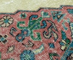 Vintage Hand-Knotted Distressed Turkish  Rug