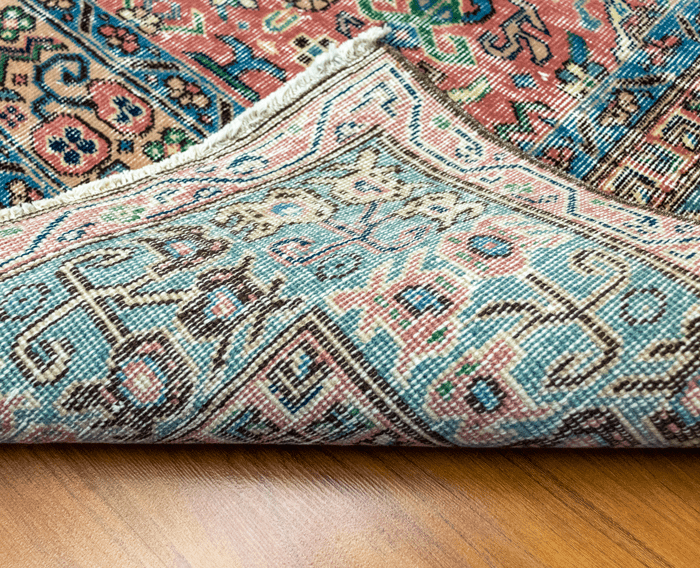 Vintage Hand-Knotted Distressed Turkish Rug