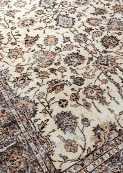 Vintage Hand-Knotted Distressed Turkish  Rug