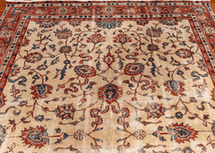 Vintage Hand-Knotted Distressed Turkish Rug