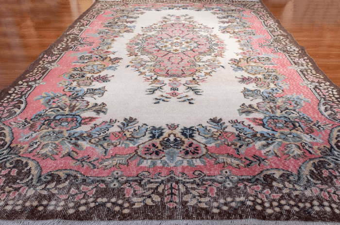 Vintage Hand-Knotted Distressed Turkish Rug