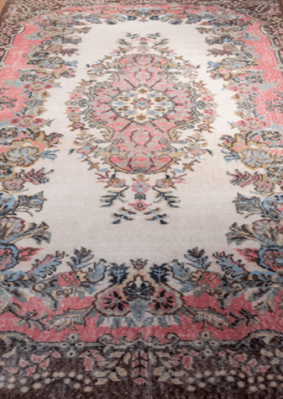Vintage Hand-Knotted Distressed Turkish Rug