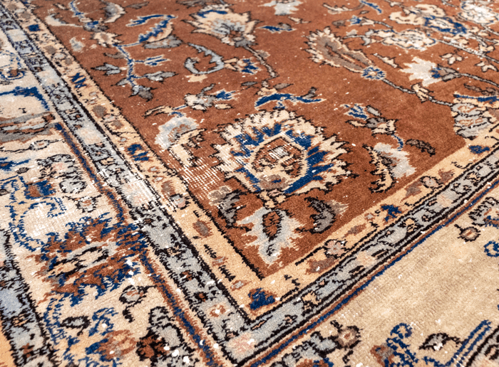 Vintage Hand-Knotted Distressed Turkish  Rug