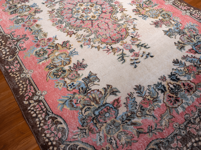 Vintage Hand-Knotted Distressed Turkish Rug