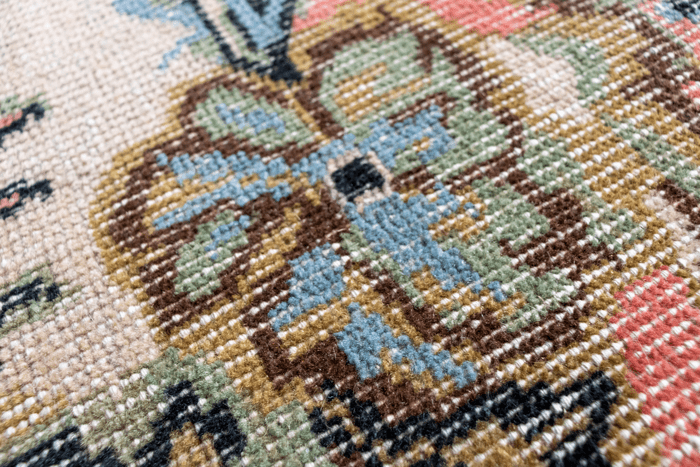 Vintage Hand-Knotted Distressed Turkish Rug