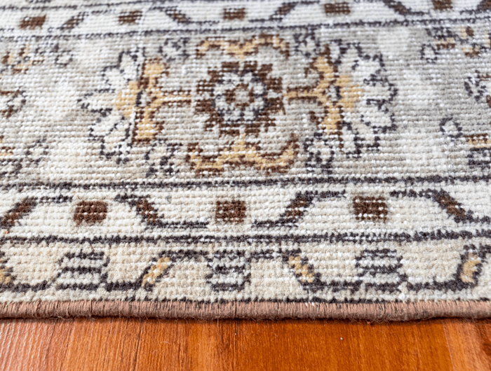 Vintage Hand-Knotted Distressed Turkish Rug