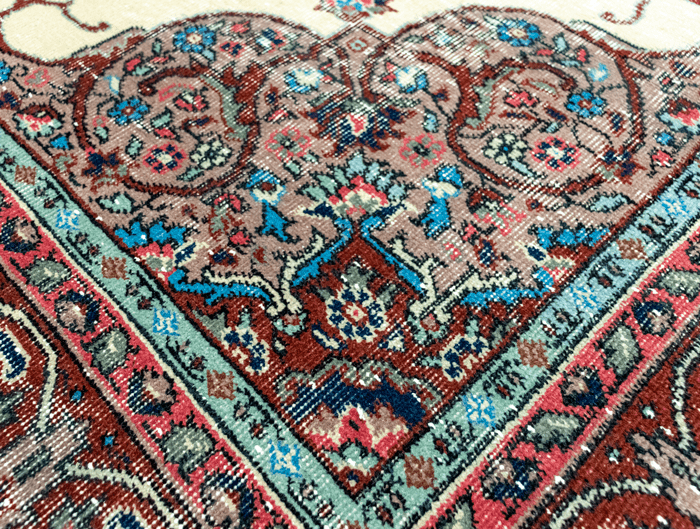 Vintage Hand-Knotted Distressed Turkish  Rug