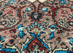 Vintage Hand-Knotted Distressed Turkish  Rug