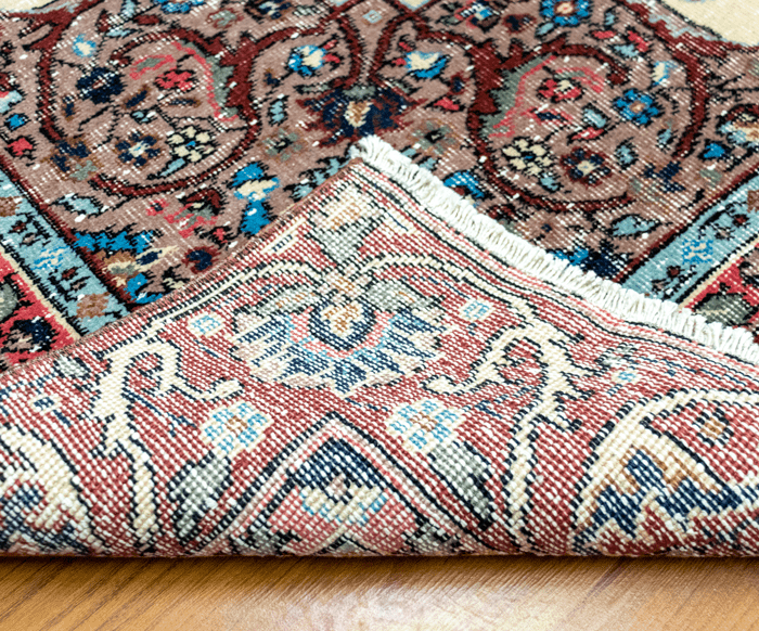 Vintage Hand-Knotted Distressed Turkish  Rug