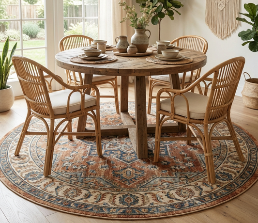 round rug style in New Zealand home