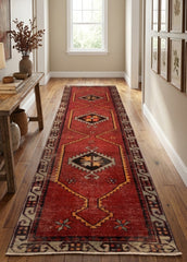 Vintage Hand- Knotted Turkish Wool Runner Rug