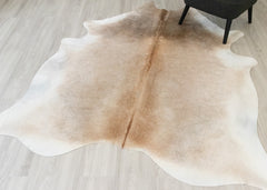 Beige And White Cowhide Rug (Size: 220 X 190 CM) CHR2356