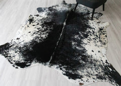 Salt Pepper Black & White Cowhide Rug (Size: 240 X 200 CM) CHR2412