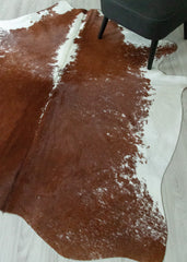Salt Pepper Brown & White Cowhide Rug (Size: 210 X 180 CM) CHR2413