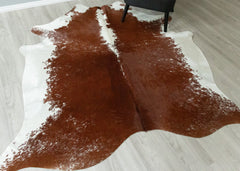 Salt Pepper Brown & White Cowhide Rug (Size: 210 X 180 CM) CHR2413