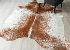 (Rare) Salt Pepper Brown & White Cowhide Rug (Size: 230 X 210 CM) CHR2415