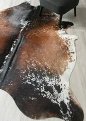 (Rare) Salt Pepper Tri-Color Cowhide Rug (Size: 240 X 210 CM) CHR2428