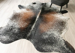 (Rare) Salt Pepper Tri-Color Cowhide Rug (Size: 270 X 230 CM) CHR2430