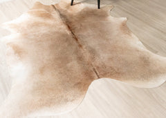 Beige And White Cowhide Rug (Size: 230 X 210 CM) CHR2351