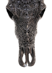 Authentic Midnight Black Hand Carved Buffalo Skull And Horns