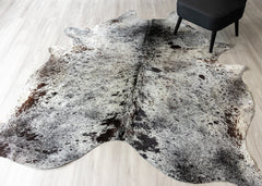 Salt Pepper Tri-Color Cowhide Rug (Size: 240 x 200 CM)