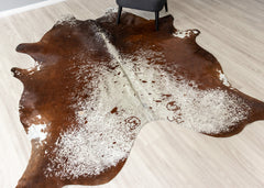 Salt Pepper Brown & White Cowhide Rug (Size: 230 x 200 CM)