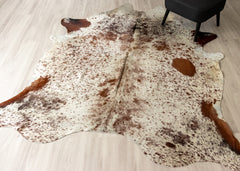Salt Pepper Tri-Color Cowhide Rug (Size: 230 x 220 CM)