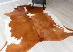 Brown And White Cowhide Rug (Size: 240 x 220 CM)