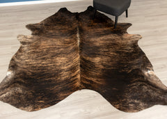 Dark Brindle Cowhide Rug (Size: 240 X 230 CM)