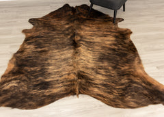 Dark Brindle Cowhide Rug (Size: 230 X 210 CM)