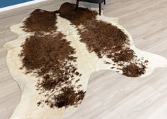 Chocolate Tan & White Cowhide Rug (Size: 230 X 210 CM)