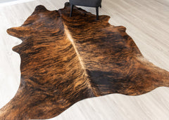 Dark Brindle Cowhide Rug (Size: 240 X 220 CM)